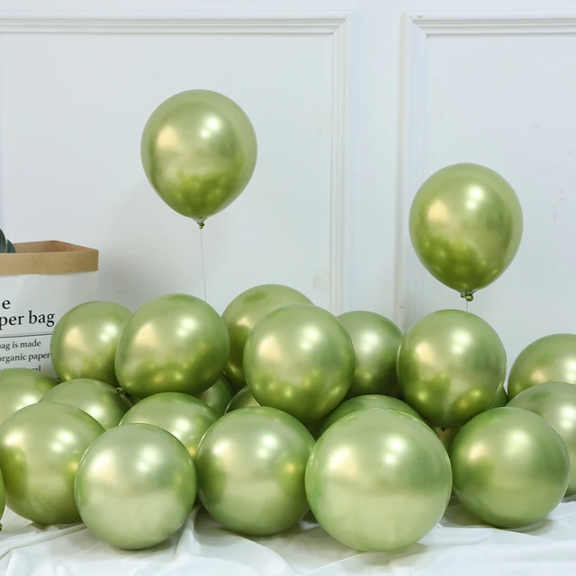20pcs 12inch New Glossy Baby Pink Metal Pearl Latex Balloon Rose Gold Thick Chrome Metallic Globos Wedding Birthday Party Decor fruit green