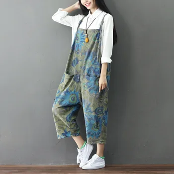 

Lady New Ethnic Style Cropped Jumpsuit Women Summer Personality Printed Jumpsuit 2020 Loose Casual Rompers Womens