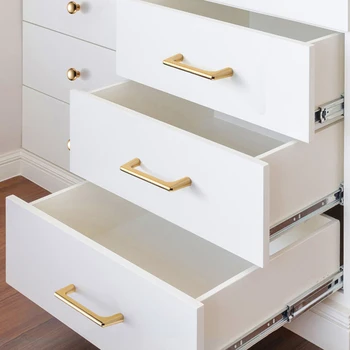 Zinc Alloy Bright Gold Cabinet Pulls Light Luxury Stylish Kitchen Handles for Furniture Drawer Knobs Cabinet Hardware
