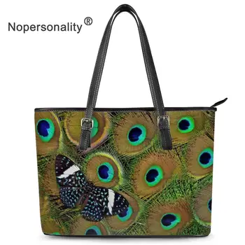 

Nopersonality Printing Peacock Ladies HandBags Women Shoulder Bags PU Leather Tote Bag Large Capacity Shopping Bag Zipper