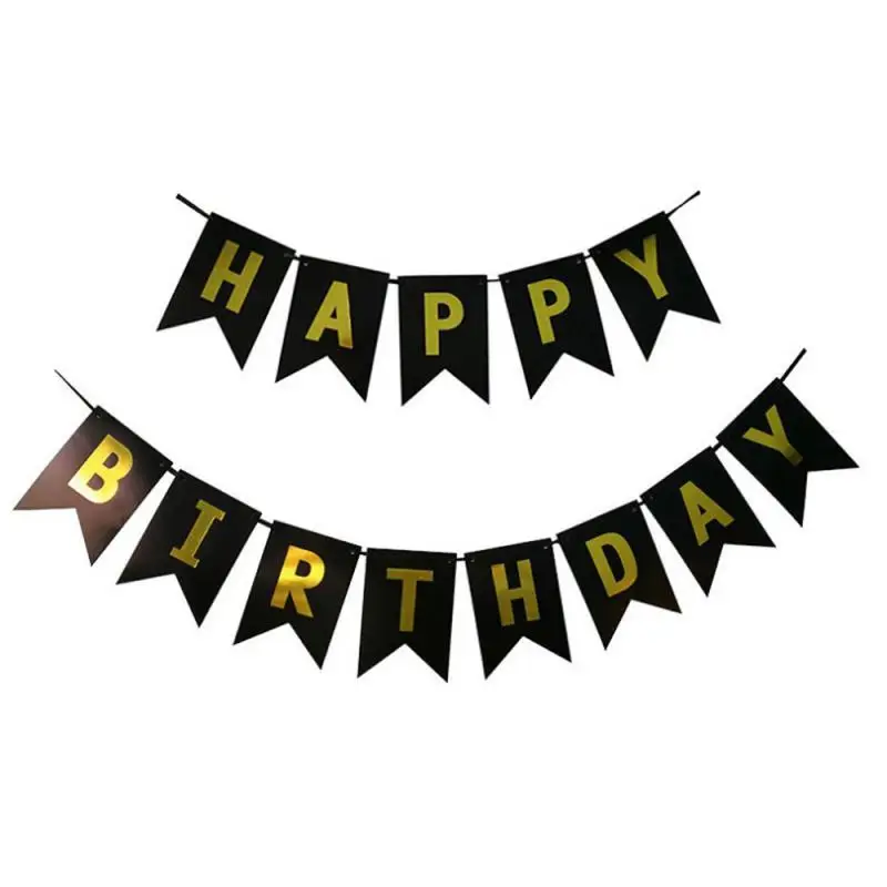 С днем рождения баннер с надписью много тем с днем рождения баннер детский душ День Рождения украшения гирлянды - Цвет: black