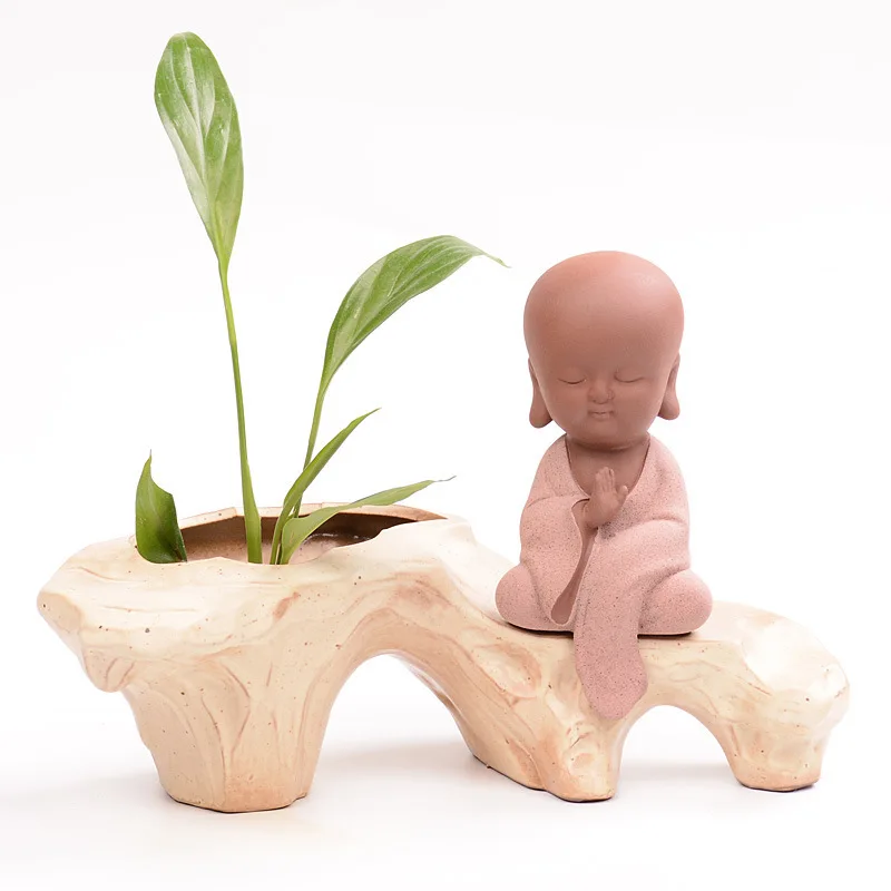 Incense Holder Zen Monk Mediterranean Ceramic Vase Household Adornment Desktop Furnishing Articles Grey Hydroponic Flowers
