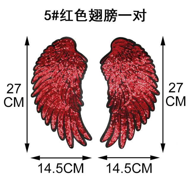 1 Pair Large Sequins Angel Wing Patches for Clothing Applique for Jeans DIY Accessories Sticker Iron on Patch Clothes 27cmx14cm 5