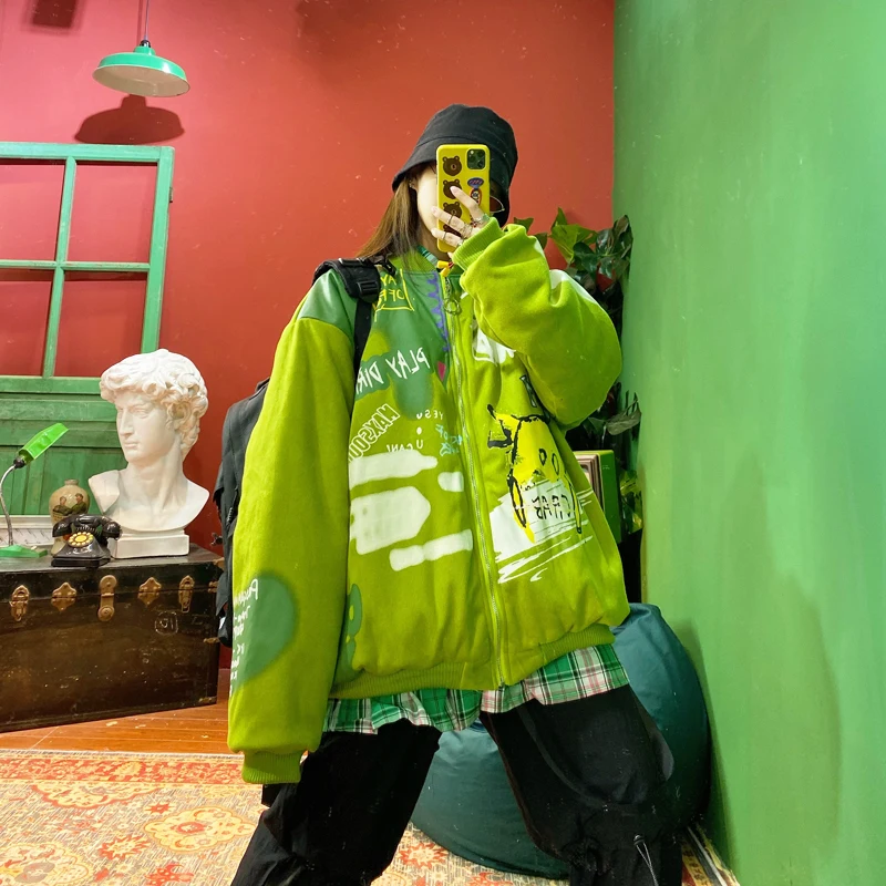 Куртка женская уличная с хлопковой подкладкой Свободное пальто бойфренда в