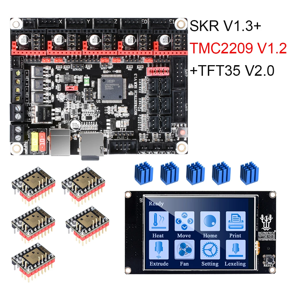 BIGTREETECH SKR V1.3 3D-принтер+ TMC2209 UART Драйвер+ TFT35 V2.0 сенсорный экран VS MKS GEN L TMC2208 TMC2130 части 3d принтера