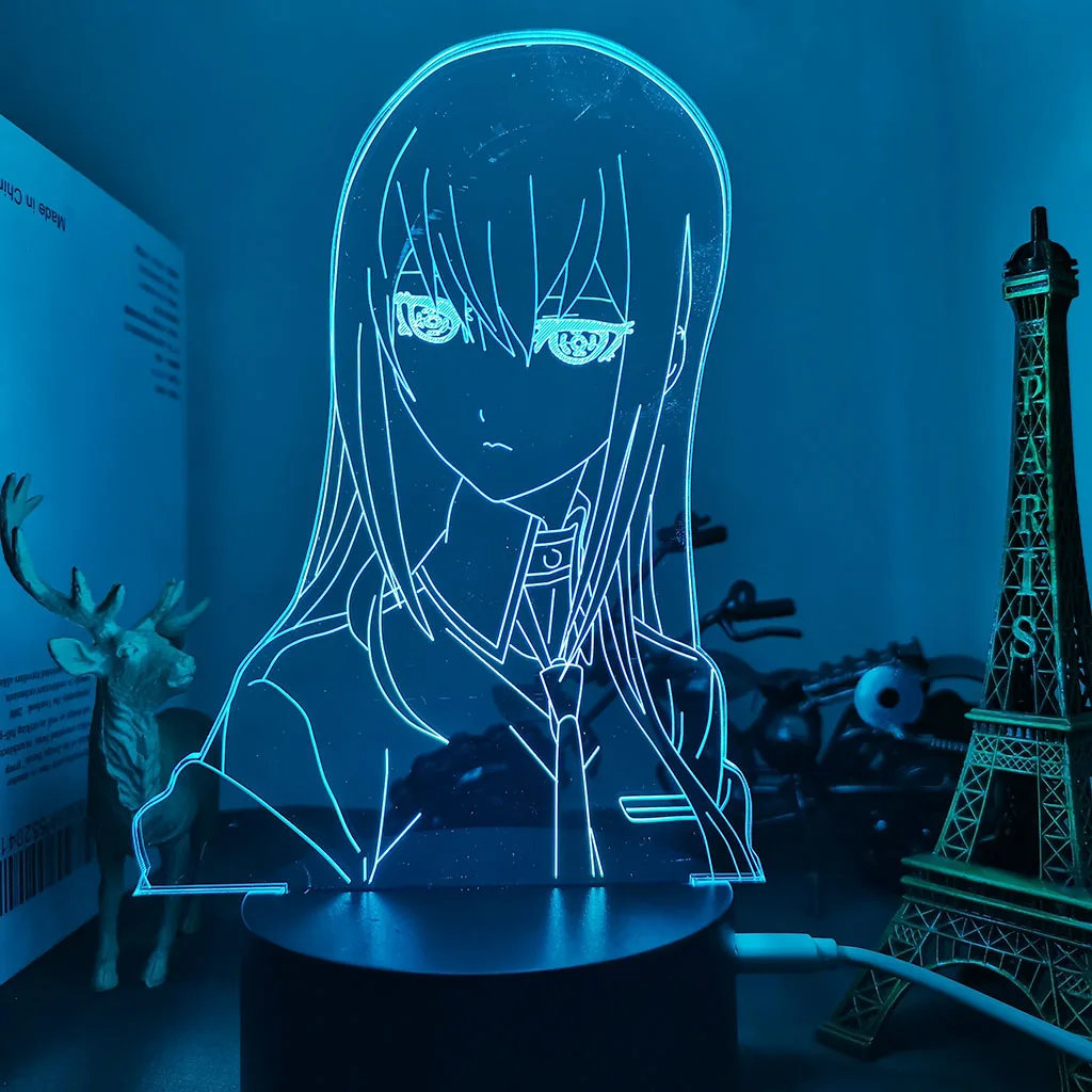 moon night light Anime Steins Gate Led Light Kurisu Makise Figure Table Lamp for Kids Bedroom Decor Birthday Gift Steins Gate Manga Led Lamp 3d night light