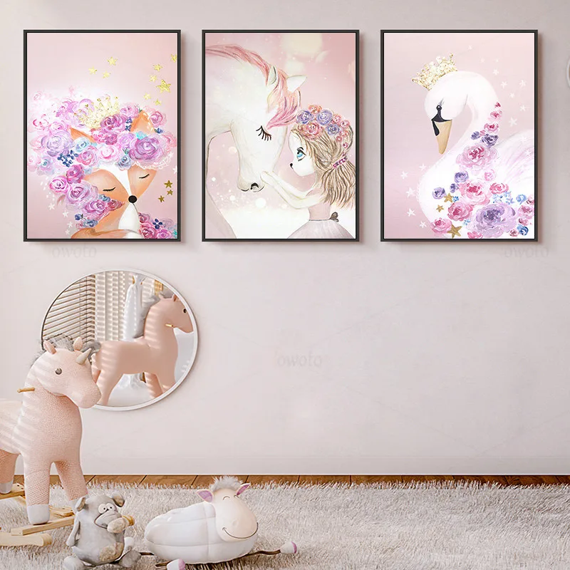 Лисий мех белый лебедь цветы фотографии на стены искусства и Розовая лошадка для