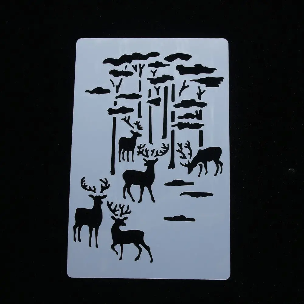 

Forest Elk Reusable Stencil Airbrush Painting Art Cake Spray Mold DIY Decor Crafts tableau decoration