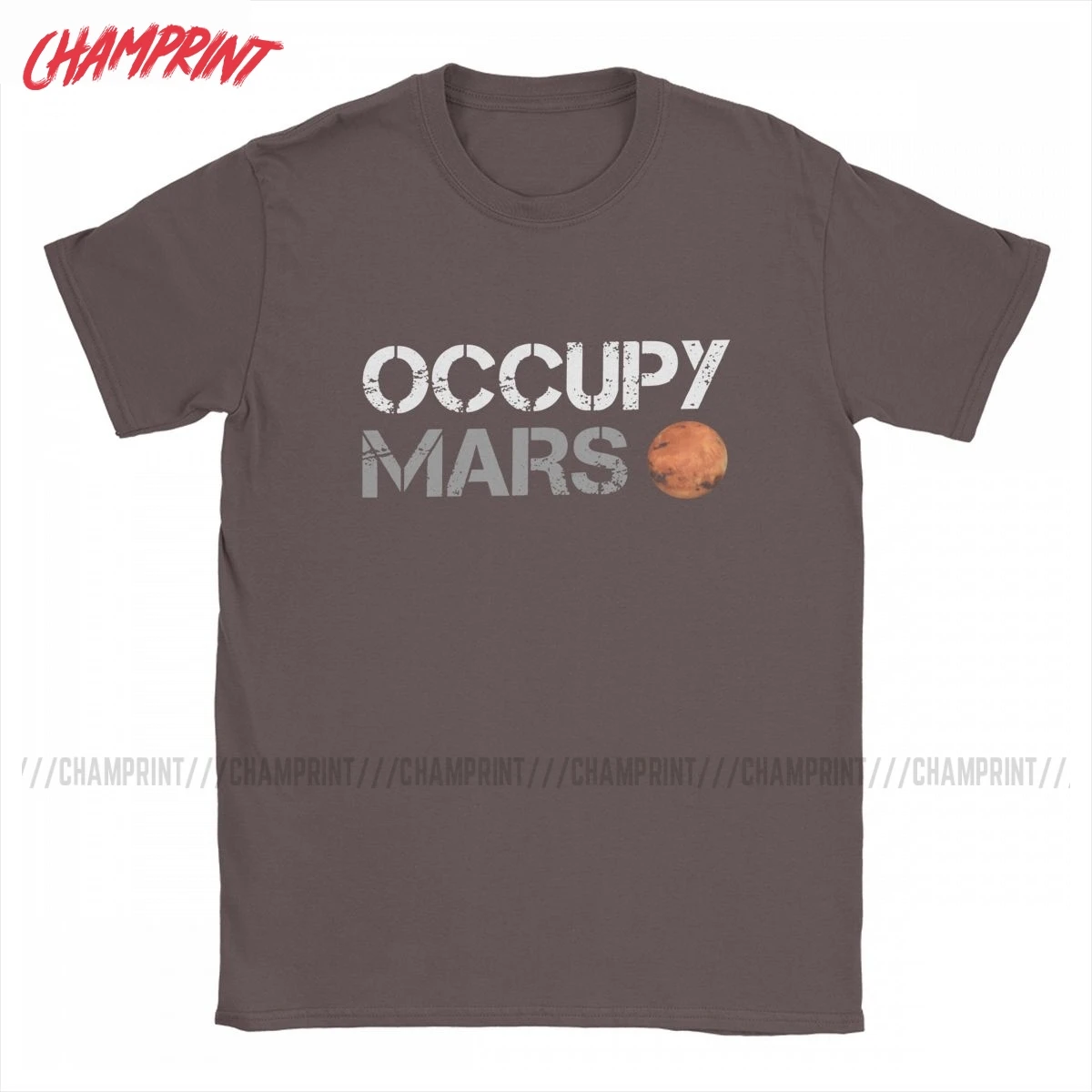 Мужские футболки занимают Mars в винтажном стиле Новинка Хлопковые с короткими