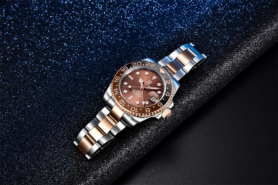 2021 New PAGANI DESIGN Men's GMT Watch Luxury Sapphire Ceramic Bezel Automatic Mechanical Watch Stainless Steel Waterproof Clock