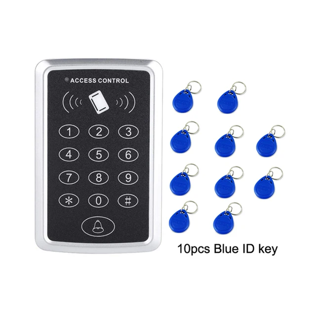 125KHz RFID Access Control Keypad EM Card Reader Door Access Control System Door Lock Opener Keyboard System AC and 10 Keys