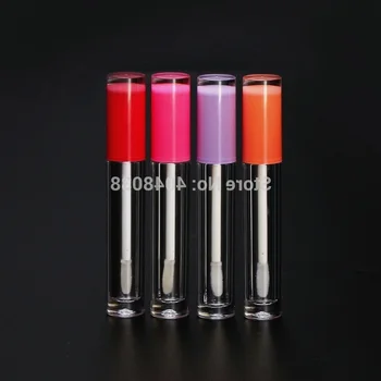 

5ML Empty Lipgloss Tubes Round Pink Purple Orange White Clear Lip Gloss Containers Cosmetic Lip Gloss Wand Tubes 25pcs/lot