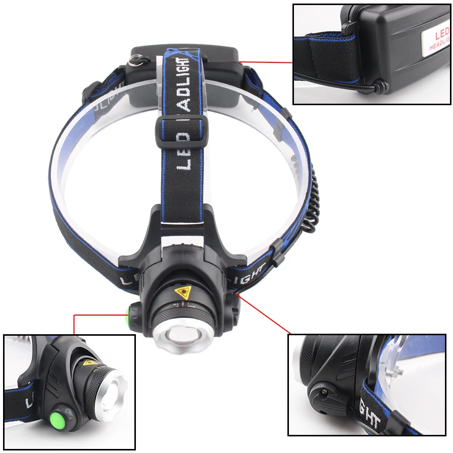 

Head torch lamp light camping fishing 18650 battery charging Headlamps 1200LM T6 Bulbs lighting head light waterproof headlight