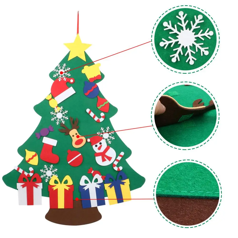 Handmade DIY Felt Christmas Tree New Year Gifts Kids Toys Artificial Tree Wall Hanging Ornaments Christmas Decoration for H