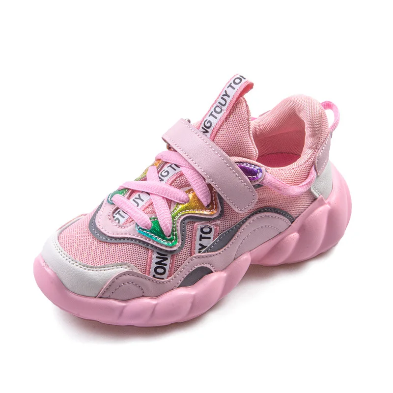 

Scsech High Sport Sneakers Children Mesh Running Shoes Girls Kid Leather New Sneakers Autumn Winter Boys Breathable Shoes ASHE16