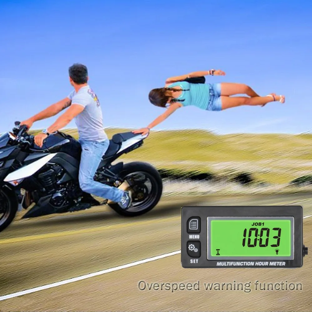 Multifunction Hour Meter Tachometer Voltmeter with Clock 2 & 4 Stroke 05 复制
