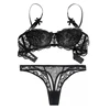 Varsbaby Sexy Lace Floral Half Cup  Thin Underwear Gather Women Bra+Thong 2Pcs Lingerie Sets ► Photo 2/6