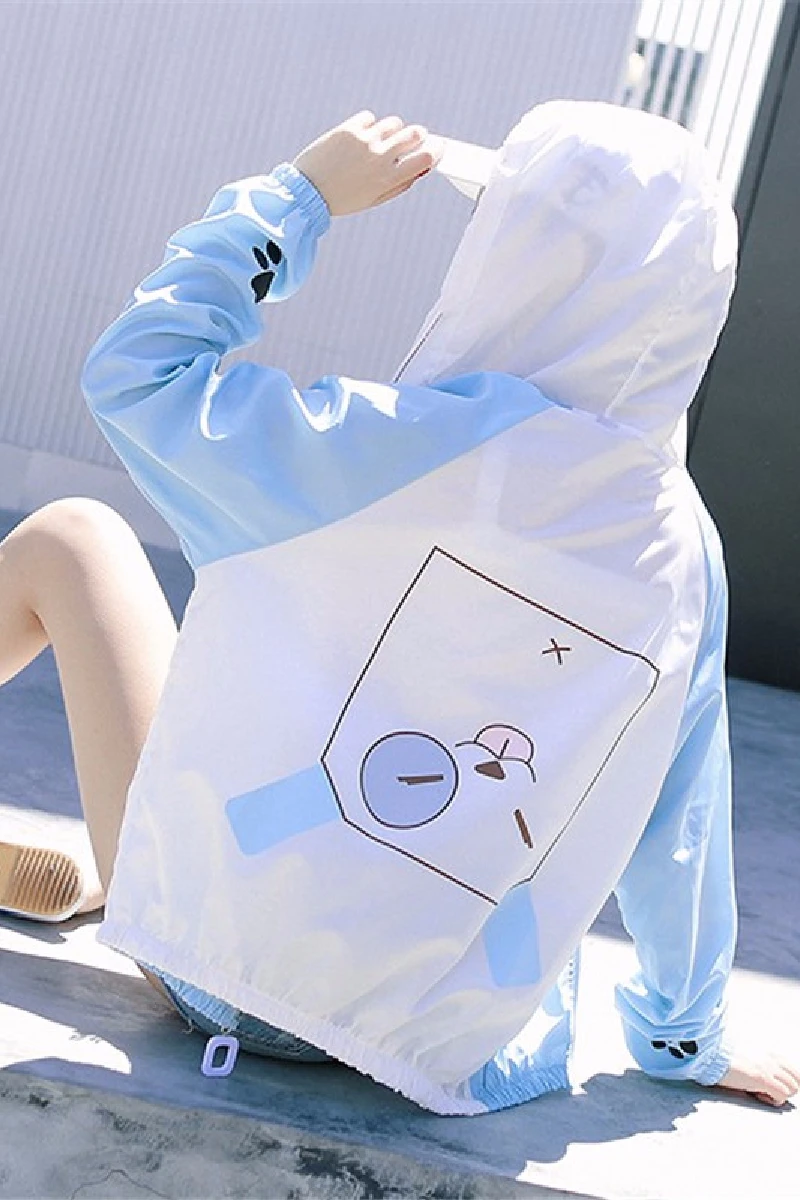 Новая летняя женская верхняя одежда в японском стиле с мультяшным принтом для девочек-подростков, свободное повседневное пальто с защитой от солнца в консервативном стиле Mori Girl в Корейском стиле
