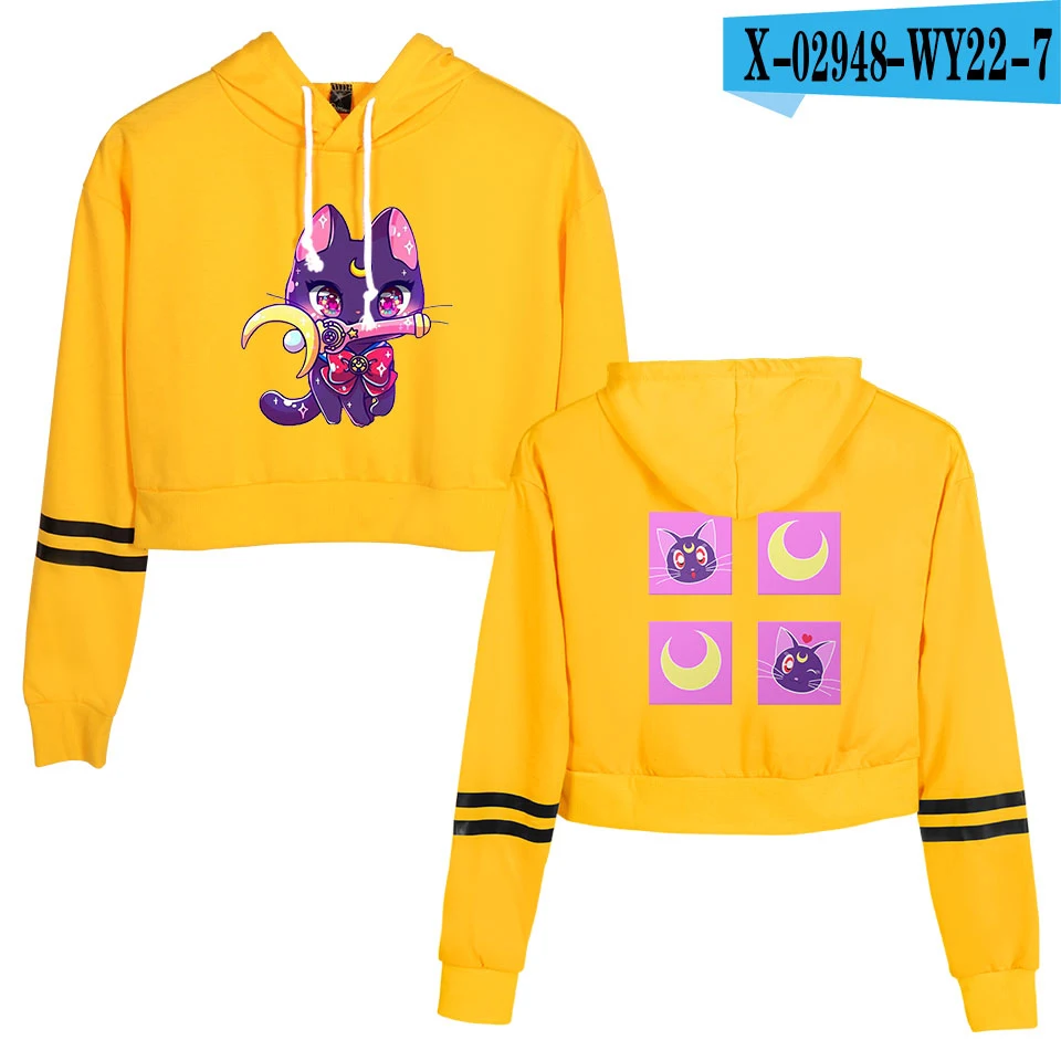 Сейлор Мун укороченная Толстовка для женщин Kawaii 90s Мультфильм Ullzang толстовка с капюшоном Dragon Ball Harajuku горячая Распродажа Осень корейский стиль - Цвет: yellow