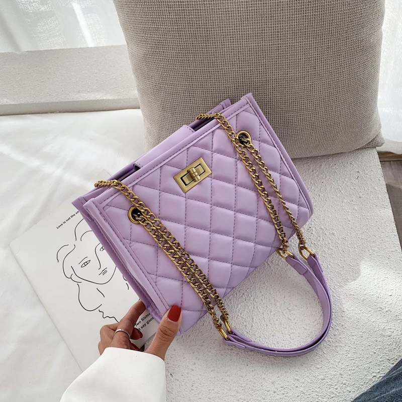 

purple Large Shoulder Bag Women Travel Bags Leather Pu Quilted Bag Female Luxury Handbags Women Bags Designer Sac A Main Femme