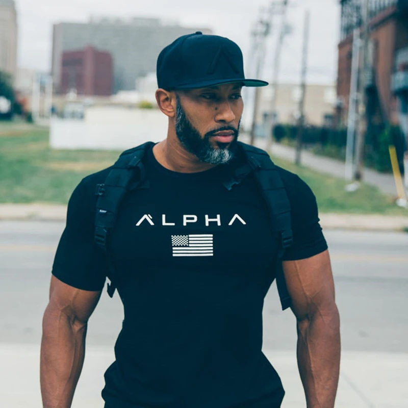 Мужская футболка в стиле милитари Alpha Спортивная Приталенная с коротким рукавом