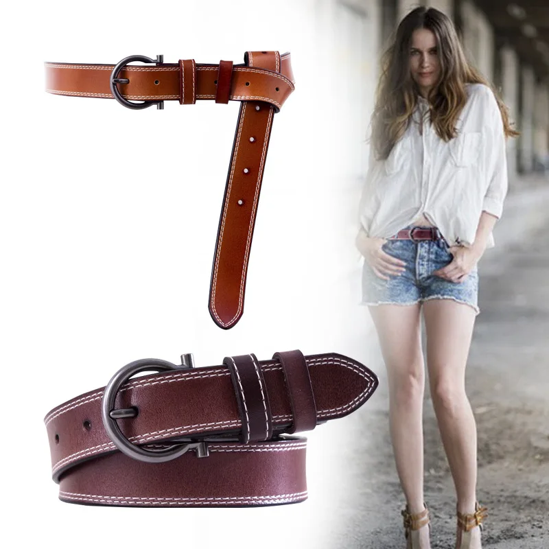 

Retro Leather Decorative Leather Belt Women 's All -match Split Cowhide Fashion Women 's New Fashion Jeans Waistband Simple
