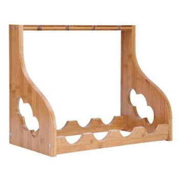 

Wine Rack Countertop, Tabletop Bamboo Wine Holder, Hold 4 Bottles & 4 Glasses for Home Kitchen Cabinet Bar