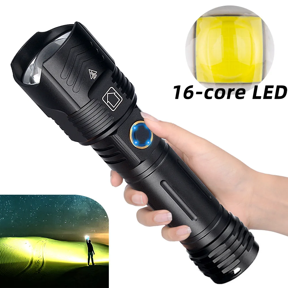 Super Bright XHP160 LED Flashlight Powerful Waterproof Torch USB