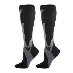 Black Compression Socks for Sports - Anti - Fatigue Knee High Stockings for Pain Relief (Black)