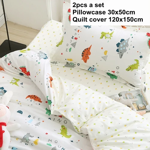 2 шт. в наборе) 120x150 см пододеяльник+ 30x50 см наволочка хлопковый комплект постельного белья для детской кроватки Поющая кровать - Цвет: Dinosaur C
