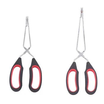 

2Pcs Scissor Metal Tongs with Plastic Silicone Kitchen Food Baking Bread Barbecue Tong