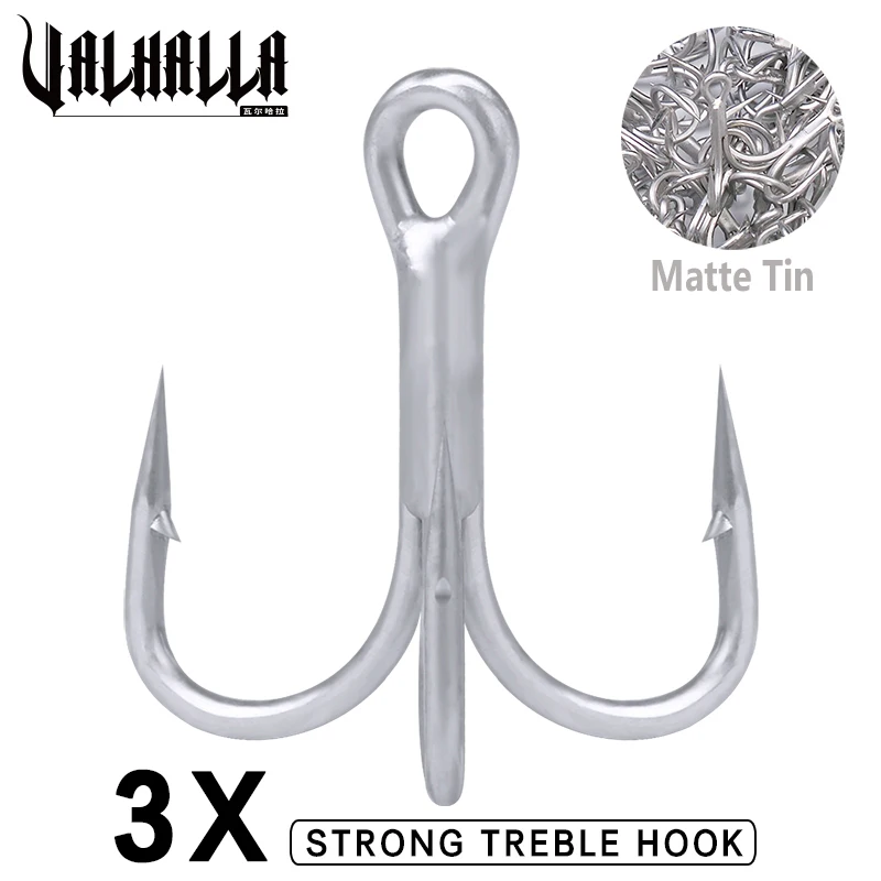 Матовые тройные Крючки VALHALL 50 шт./лот из олова высокопрочные крючки 2/0 #1/0 #1 #2 #4 #6 #8 #