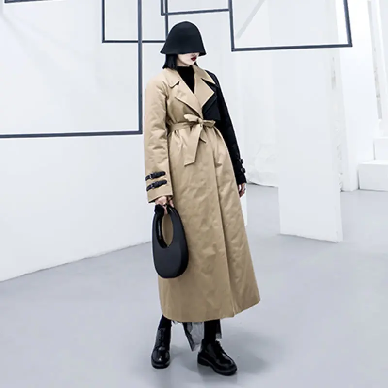 

Fashion Original Trench Coat Hit Color Suit Collar Windbreaker Plus Size Long Tops Streetwear Women Clothes 2020 DMY2431