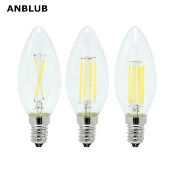 

ANBLUB LED Filament E14 220V Dimmable Edison Candle Light Bulb 2W 4W 6W Replace 10W 20w 40w 60W Incandescent Lamp Lighting