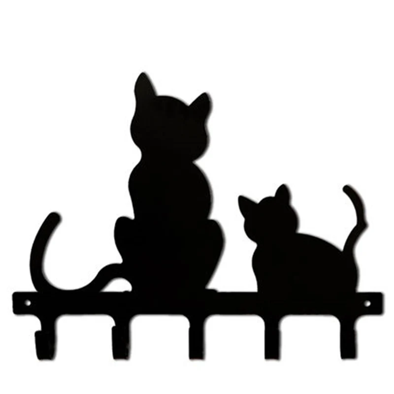 Металлический Железный крючок для халата с 5 крючками дизайн кошки Настенный