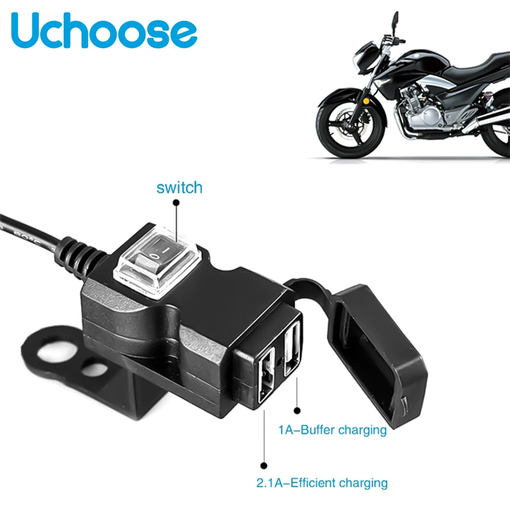 Зарядное устройство для мотоцикла с 2 USB портами 1 а/2 А|Электроаксессуары