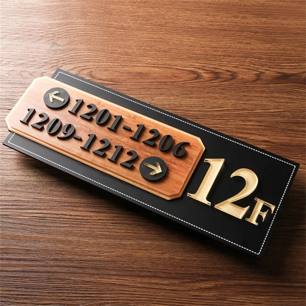 Acrylic Hotel Room Number Floor Signage Arrow Direction Pointing European-style Door Sign Port Villa Plate | Дом и сад