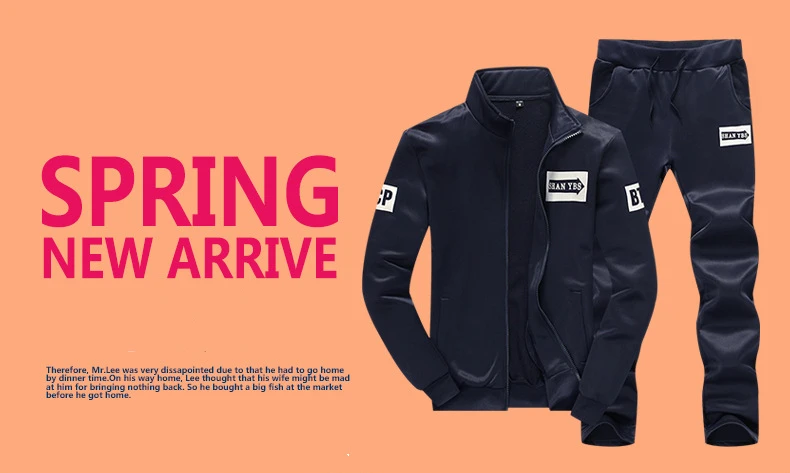 Men's Sets Autumn New Men's Casual Two-piece Suit Tops+ Pants College Style Slim Fit Set Mens Tracksuit Men Sweat Suit