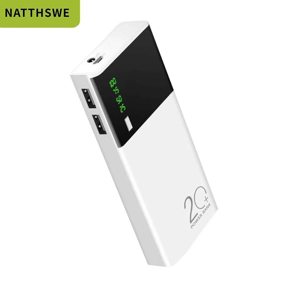 NATTHSWE, 20000 мА/ч, внешний аккумулятор, внешний аккумулятор, портативное зарядное устройство, Mi power Bank, повербанк питания для iPhone - Цвет: Белый