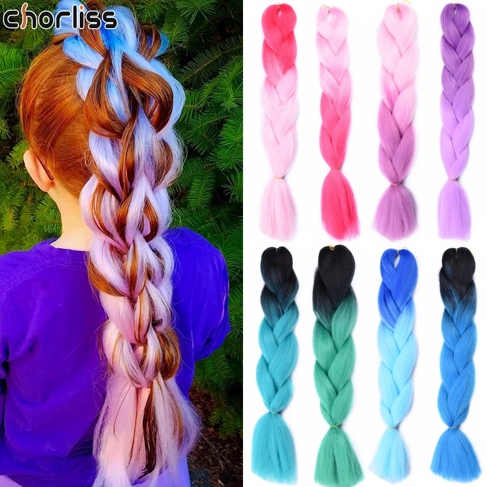 Crochet Extensions Hair-Box Braids-Hair Long Synthetic Women Ombre 24inch Chorliss 