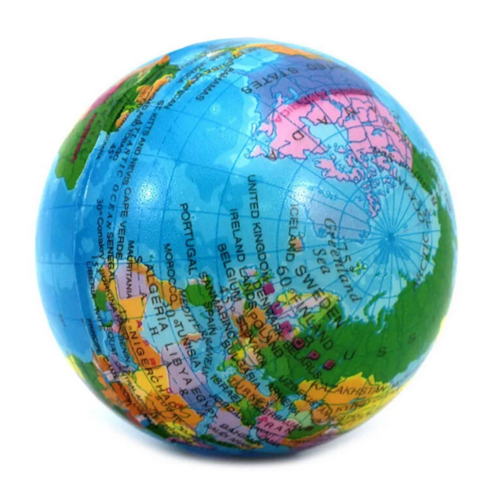 

HOTRubber Balls World Map Foam Earth Globe Hand Wrist Exercise Stress Relief Squeeze Soft Foam Massage Ball for Women Men Supply