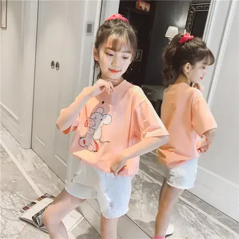 

Cute Teens Princess Pink Orange Color Animal Print Girls T Shirt Cartoon Funny Casual Kids Clothes Summer Cotton Tshirt for Girl