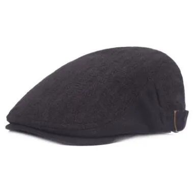 SHALUOTAOTAO мужская шапка зимние теплые шерстяные береты Snapback винтажные простые регулируемые кепки с козырьками модные спортивные брендовые шапки - Цвет: Black