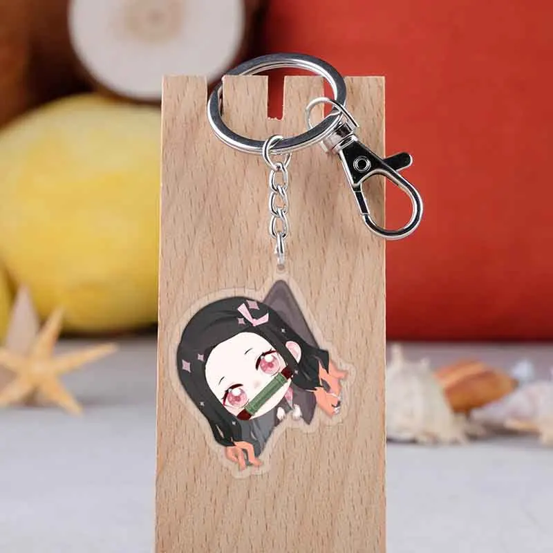 Аниме Demon Slayer Kimetsu no Yaiba брелок Kamado Tanjirou Nezuko Agatsuma Zenitsu Rengoku Kyoujurou милое забавное акриловое кольцо для ключей