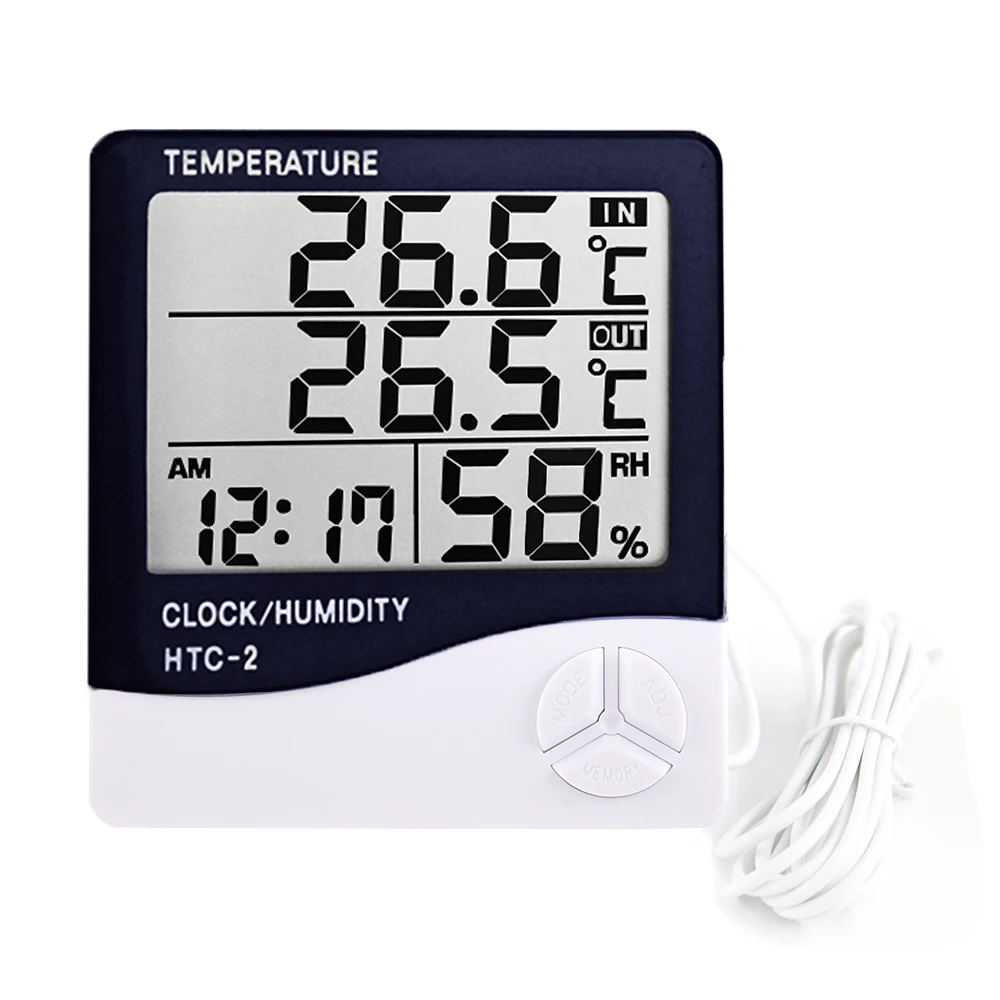 Thermometer Hygrometer Digital Thermometer Temperature and Humidity Meter Hygrometer Thermometer LCD Digital Temperature Humidity Meter HTC-1 HTC-2 Home Indoor Outdoor hygrometer thermometer Weather Station with Clock
