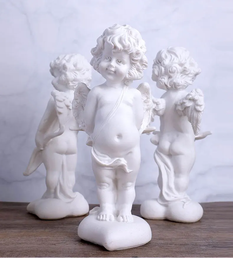 25 см гипсовые фигуры Высота Классическая гипсовая Статуэтка Купидон маленький ангел пластырь фигура винтажная статуя из смолы модель украшения подарок на день рождения для девочки