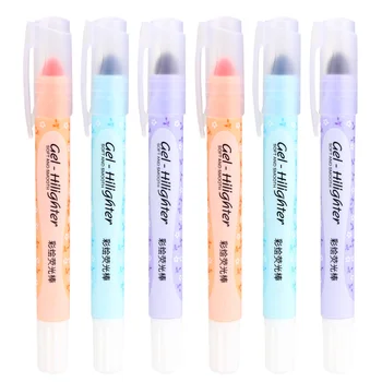 

6Pcs Highlighter Pen Colorful Various Beautiful Solid Highlighter Fluorescent Pen Marker Pen for Office School Kids