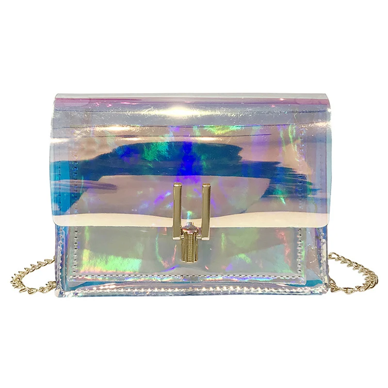 Fashion Women Colorful Jelly Shoulder Bag Girl Laser Holographic Transparent Handbag Crossbody Messenger Bags Mini Tote SS0424 | Багаж и