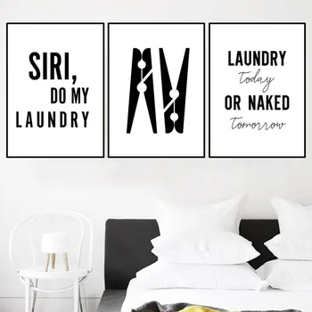 

bathroom decoration quote art poster laundry room wall picture black white clip canvas painting home decor picture prints HD2820