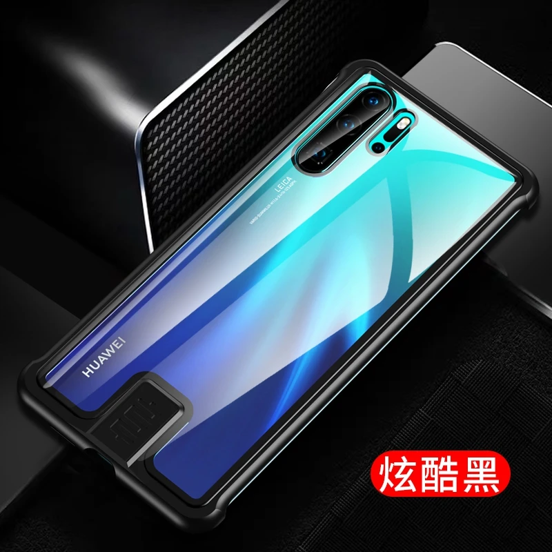 Тонкий Бескаркасный металлический чехол для телефона huawei P30 Pro, чехол P30Pro из закаленного стекла, чехол для huawei P30 P 30, металлический бампер - Цвет: black